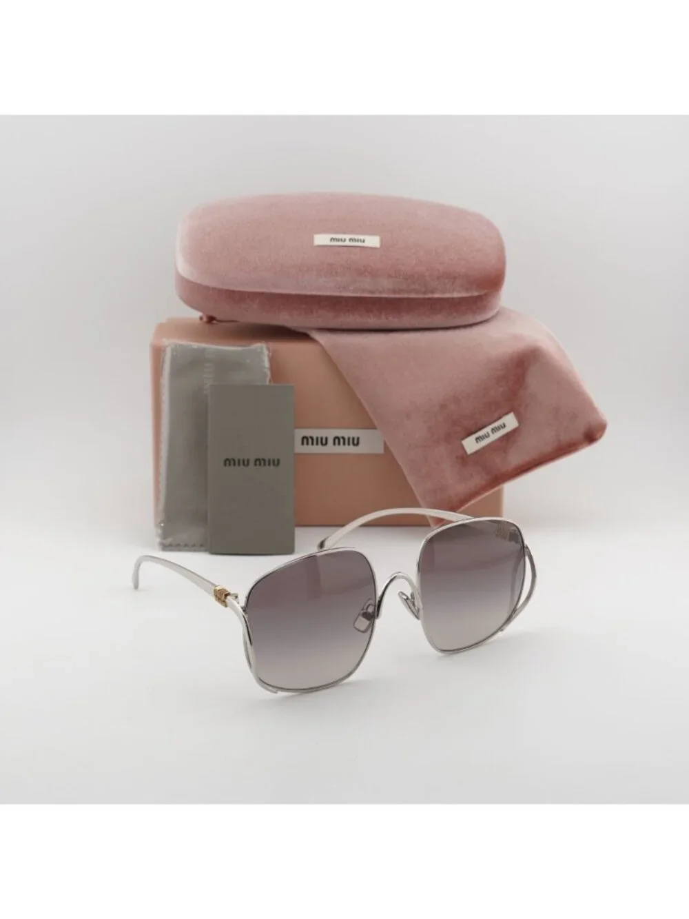Miu Miu MU A57S 1BC30S Square Sunglasses – Gold / Grey Gradient